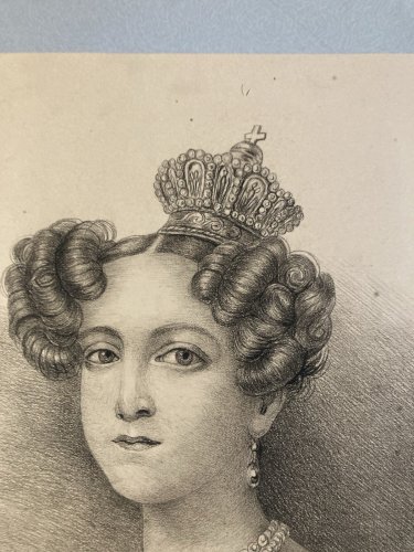 Dessin Crayon Portrait Tête Buste Femme 1862 A Identifier Art Ancien