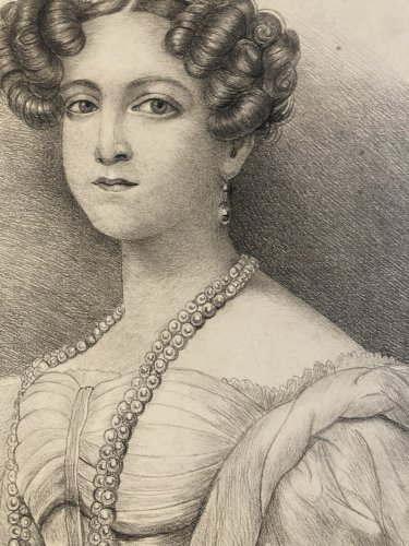 Dessin Crayon Portrait Tête Buste Femme 1862 A Identifier Art Ancien