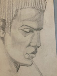 Pencil Drawing Portrait Head Cubism 1950 To Identify Ancient Cubist Art