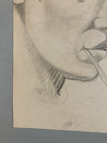 Dessin Crayon Portrait Tête Cubisme 1950 A Identifier Art Cubiste Ancien