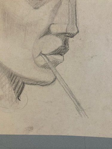 Dessin Crayon Portrait Tête Cubisme 1950 A Identifier Art Cubiste Ancien