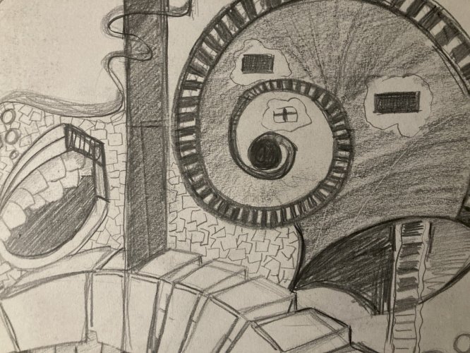 Dessin Crayon Projet Habitat Architecture 1980 Maison A Identifier Art
