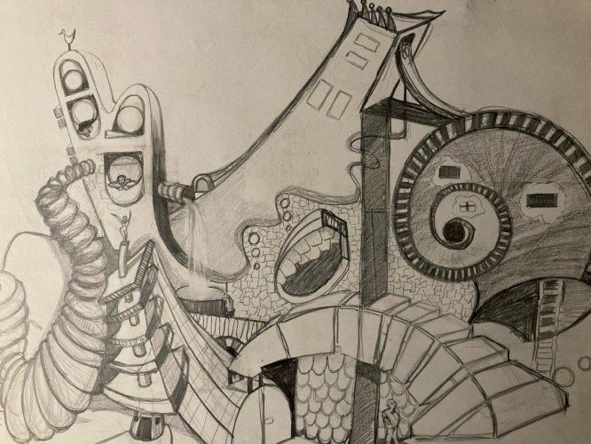 Dessin Crayon Projet Habitat Architecture 1980 Maison A Identifier Art