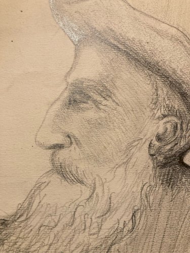 Dessin, Crayon, signée  Henri Henry Bataille  Littérature XIXe Art Ancien
