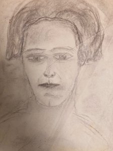 Pencil Drawing on Paper 1926 Jeanne Kosnick Kloss Outsider Art Self-Portrait?