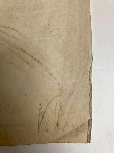 Dessin Crayon Sur Papier 1926 Jeanne Kosnick Kloss Art Brut Auto Portrait?