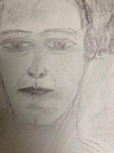 Dessin Crayon Sur Papier 1926 Jeanne Kosnick Kloss Art Brut Auto Portrait?