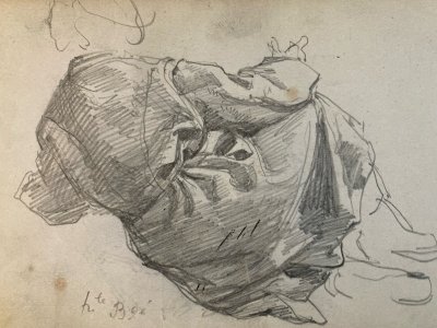 Dessin Crayon Sur Papier XIXe Hippolyte BELLANGÉ Femme Assis Ancien Art