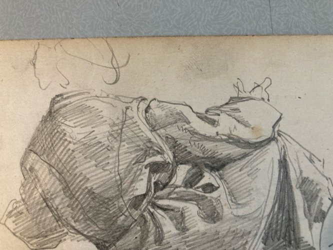 Dessin Crayon Sur Papier XIXe Hippolyte BELLANGÉ Femme Assis Ancien Art