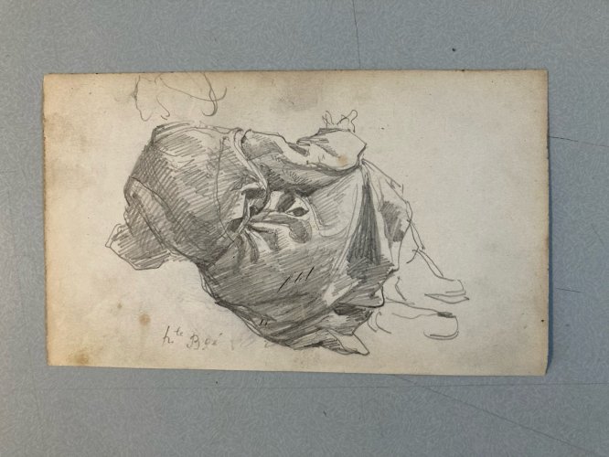 Dessin Crayon Sur Papier XIXe Hippolyte BELLANGÉ Femme Assis Ancien Art