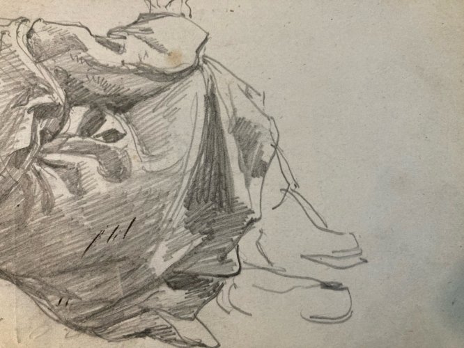 Dessin Crayon Sur Papier XIXe Hippolyte BELLANGÉ Femme Assis Ancien Art