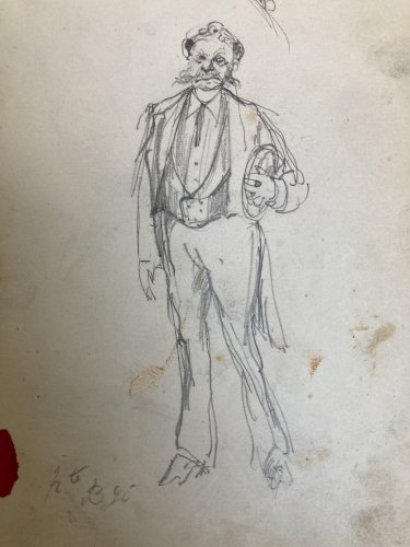 Dessin Crayon Sur Papier XIXe Hippolyte BELLANGÉ Homme Costume Ancien
