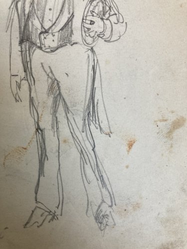 Dessin Crayon Sur Papier XIXe Hippolyte BELLANGÉ Homme Costume Ancien
