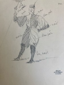 Dessin Crayon XIXe Jules Robert Auguste Étude Jeu De Carte Art Ancien 1830