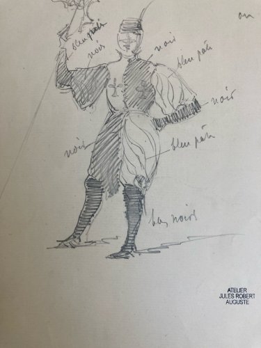 Dessin Crayon XIXe Jules Robert Auguste Étude Jeu De Carte Art Ancien 1830