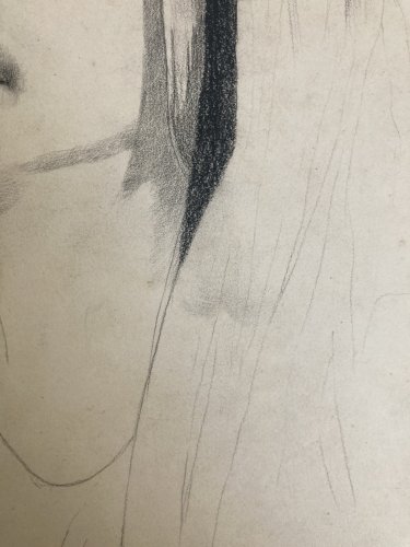 Dessin Crayon XIXe Vierge Portrait Religion Catholique Art Ancien Marié