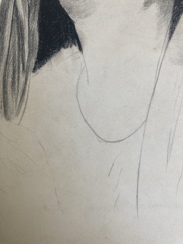 Dessin Crayon XIXe Vierge Portrait Religion Catholique Art Ancien Marié