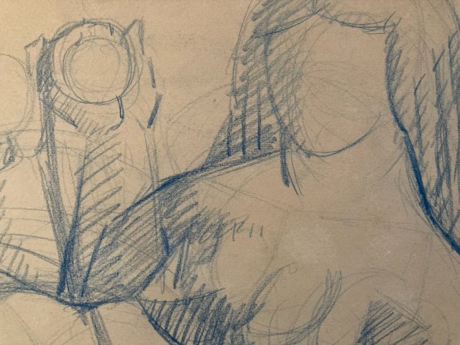 Dessin Cubisme Cubiste École Française Femme Atelier Académique Ancien 1950