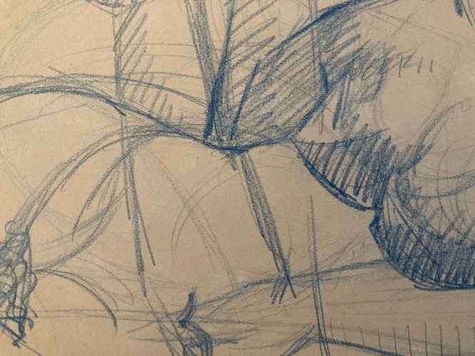 Dessin Cubisme Cubiste École Française Femme Atelier Académique Ancien 1950