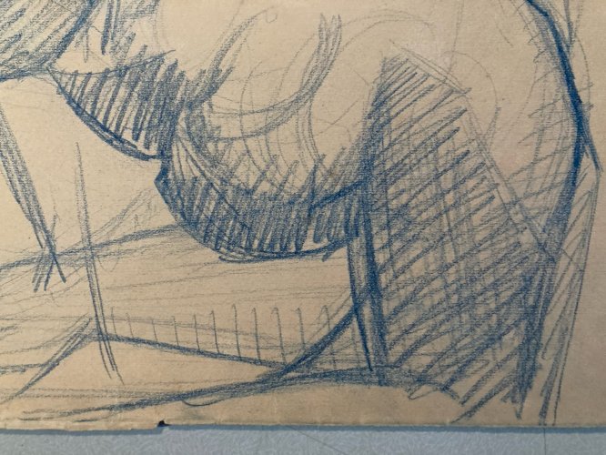 Dessin Cubisme Cubiste École Française Femme Atelier Académique Ancien 1950