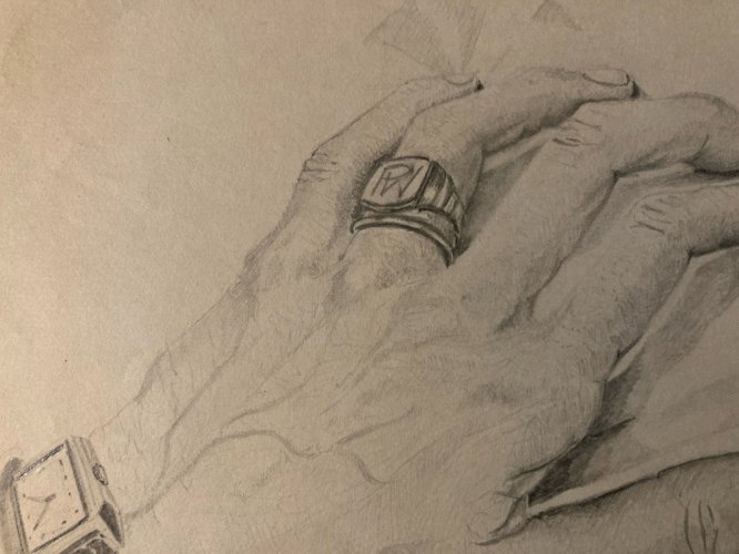 Dessin Curiosa anatomie main crayon Montre 1950 Curiosité Corps Art Ancien