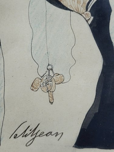 DESSIN DE PETITJEAN SOUS VERRE