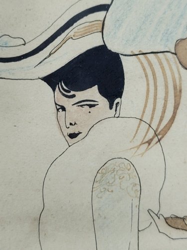 DESSIN DE PETITJEAN SOUS VERRE