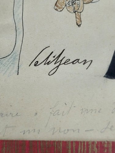 DESSIN DE PETITJEAN SOUS VERRE