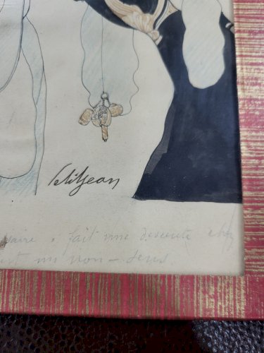DESSIN DE PETITJEAN SOUS VERRE