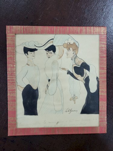 DESSIN DE PETITJEAN SOUS VERRE