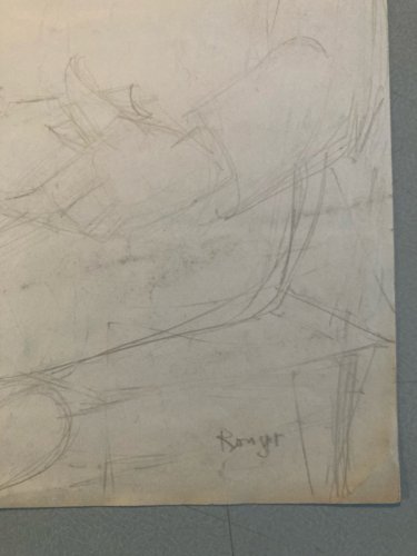 Dessin Drawing 1950 Art cubiste Homme Artiste Crayon Ronget elisabeth cubisme