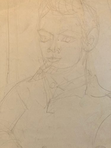 Dessin Drawing 1950 Art cubiste Homme Artiste Crayon Ronget elisabeth cubisme