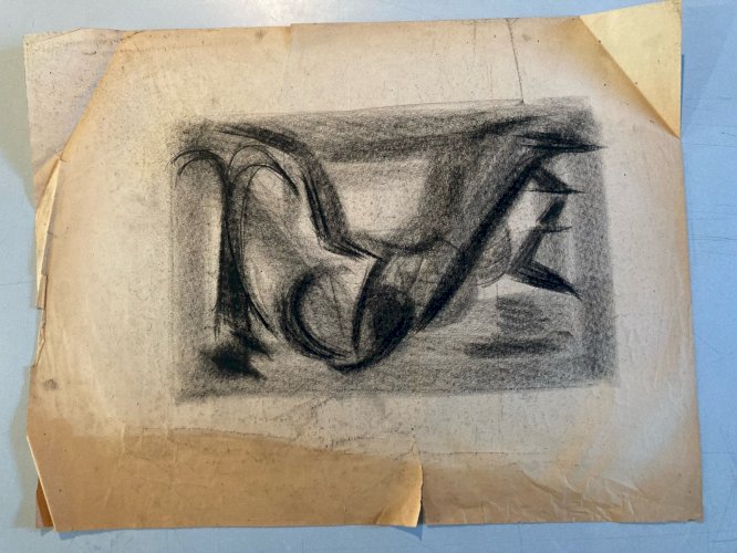 Dessin Drawing Fusain Peinture Art 1950 Futurisme Constructivisme Abstrait Ils