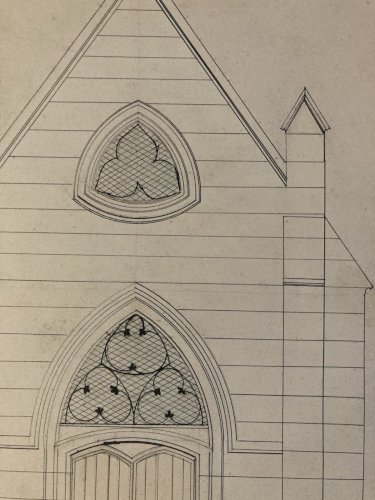 Dessin Église XIXe Encre Architecture Paysage Art Ancien Plan Bâtiment Drawing