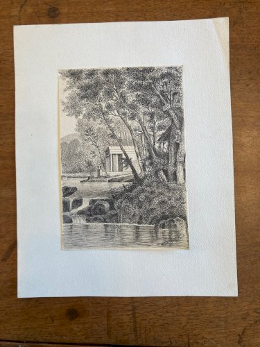 Dessin Encre 1918 Nourrigat Emile Hameau De La Reine Versailles Roi