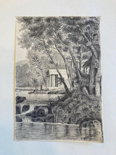 Dessin Encre 1918 Nourrigat Emile Hameau De La Reine Versailles Roi