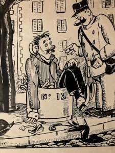 Ink Drawing 1920 Maurice SAUVAYRE After New Year's Eve Celebration Art