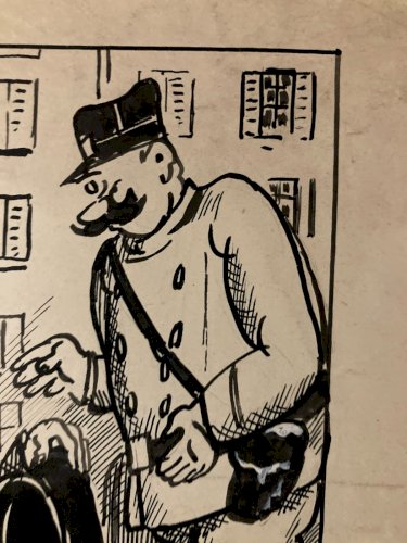 Dessin Encre 1920 Maurice SAUVAYRE Après Le Réveillon Saint-Sylvestre Fête Art