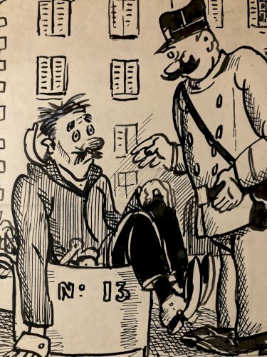 Dessin Encre 1920 Maurice SAUVAYRE Après Le Réveillon Saint-Sylvestre Fête Art