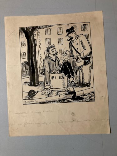 Dessin Encre 1920 Maurice SAUVAYRE Après Le Réveillon Saint-Sylvestre Fête Art