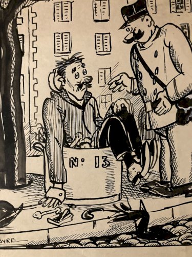 Dessin Encre 1920 Maurice SAUVAYRE Après Le Réveillon Saint-Sylvestre Fête Art