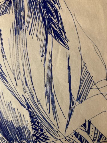 Dessin Encre 1930 portrait femme voile orientaliste orientalisme Maroc Art