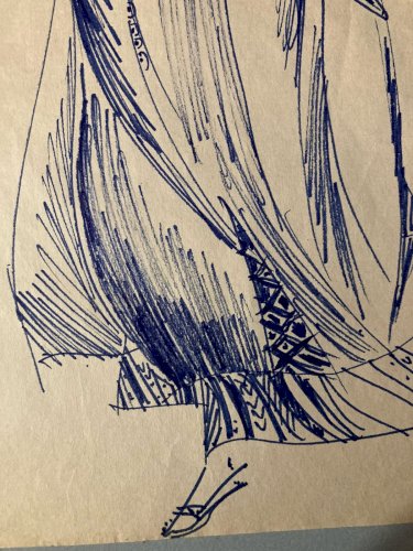 Dessin Encre 1930 portrait femme voile orientaliste orientalisme Maroc Art