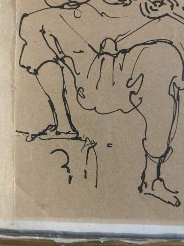 Dessin Encre 1930 portrait Homme Fusil orientaliste orientalisme Algérie Alger