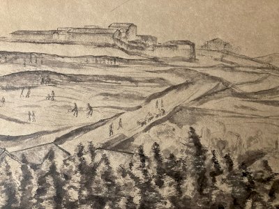 Dessin encre 1950 Louis Bénisti Algérie? À Localiser Art Peinture Champs