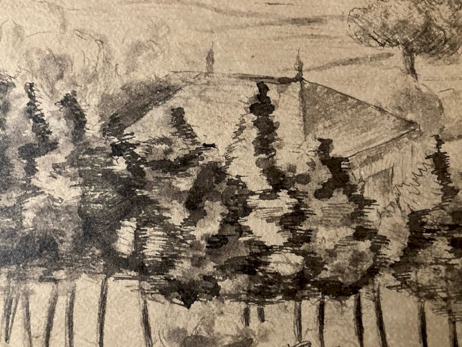 Dessin encre 1950 Louis Bénisti Algérie? À Localiser Art Peinture Champs
