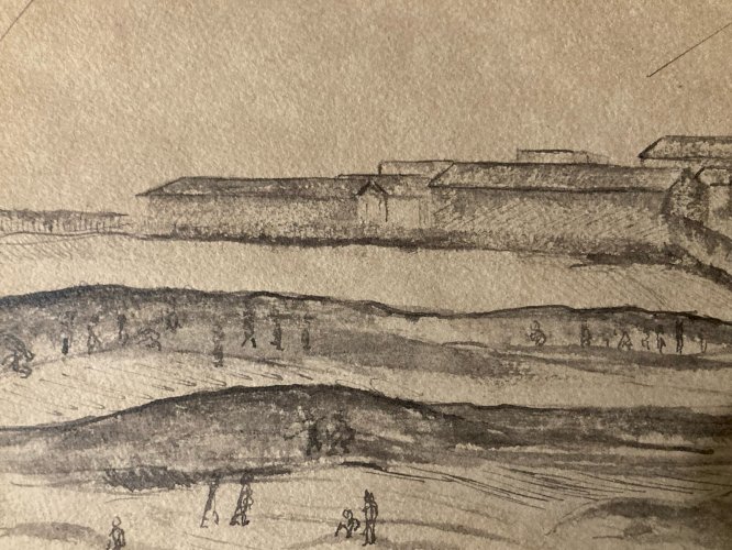 Dessin encre 1950 Louis Bénisti Algérie? À Localiser Art Peinture Champs