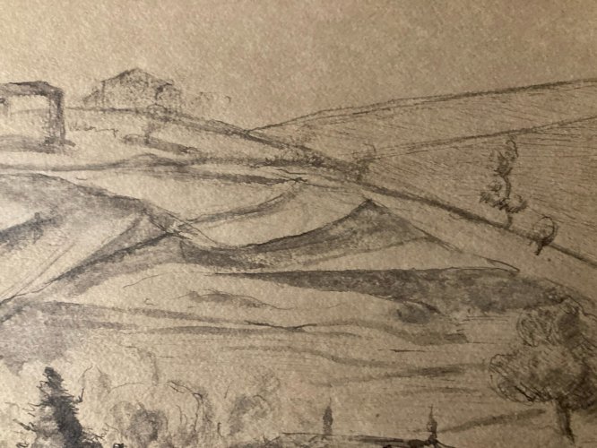 Dessin encre 1950 Louis Bénisti Algérie? À Localiser Art Peinture Champs