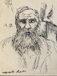 Dessin Encre Antonin Proust Portrait Tête Buste XIXe Auguste Rodin Art