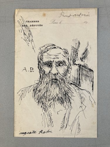 Dessin Encre Antonin Proust Portrait Tête Buste XIXe Auguste Rodin Art